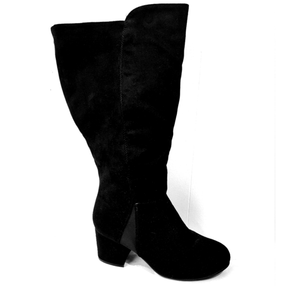 cloudwalkers Shoes - Cloudwalkers by Avenue Christa Women's 10 Wide Suede Zip Up Black Heeled Boot